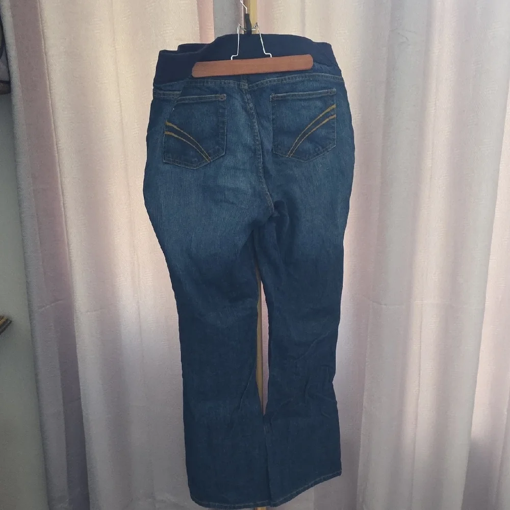 Stylish Maternity Dark Blue Flare Jeans - Picture 2 of 2